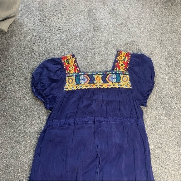 Johnny Was embroidered cap sleeve cinched waist mini dress - Picture 3 of 10